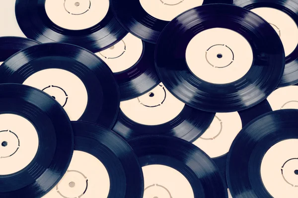 Black vinyl records vintage toned
