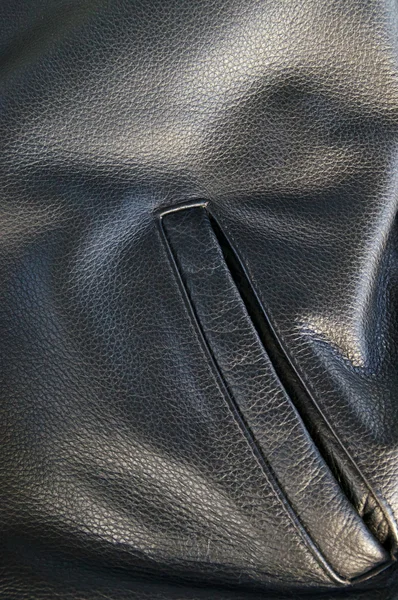 Leather jacket detail with pocket