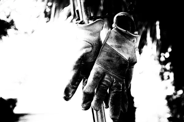 High contrast grunge work gloves