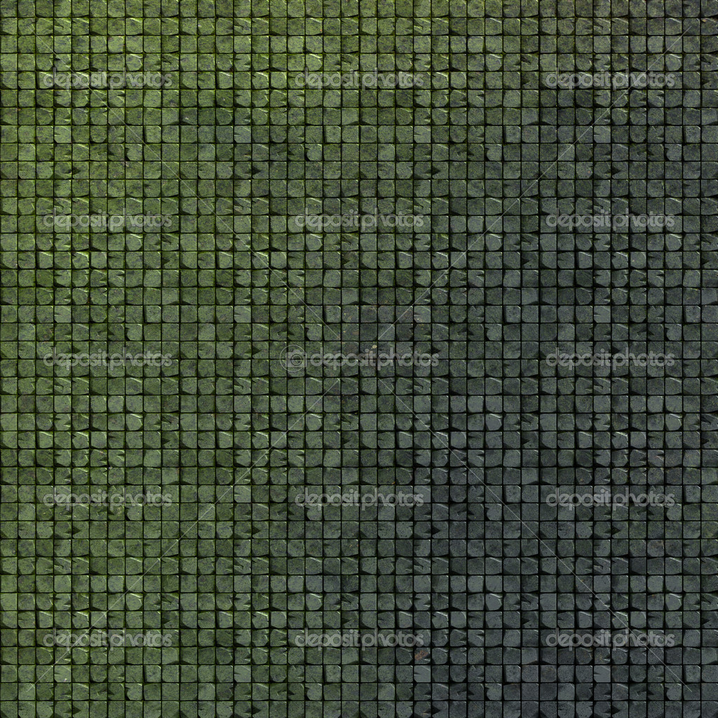 3d kakel mosaik vägg golv i grön grunge sten — stockfotografi ...