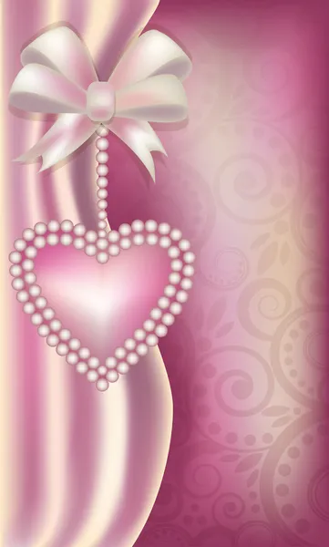 Valentine's Day vertical banner with pearls heart , vector illustration