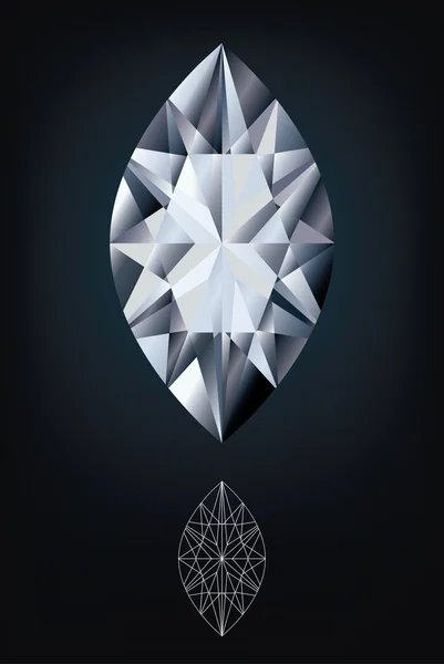 Diamond marquise jewel, vector illustration