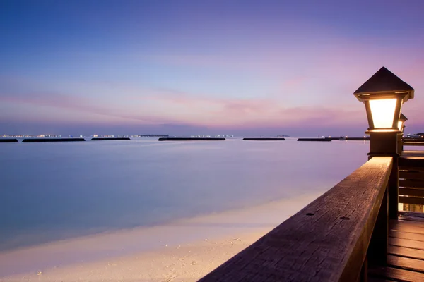 Night sky after sunset at a seaside beach resort