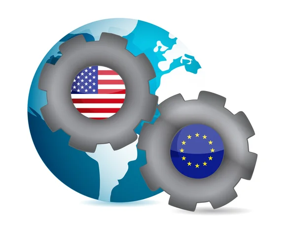 Us and european union working together illustration design