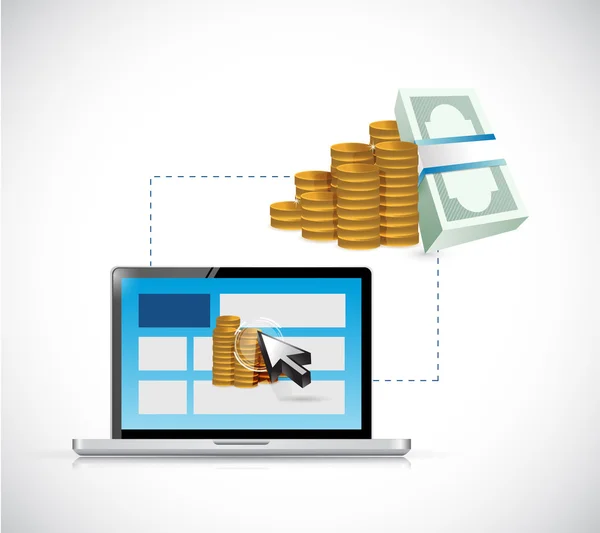 Make money online. web profits guide. illustration