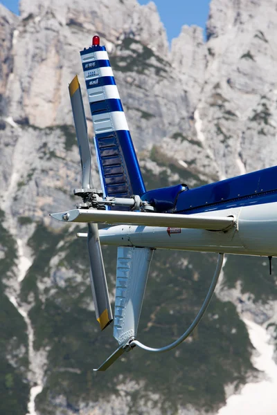 Detail of mountain rescue helicopter in the italian Alps