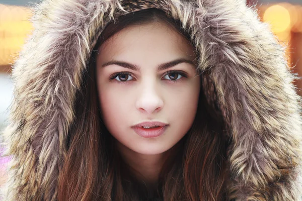 Teen girl fur hood