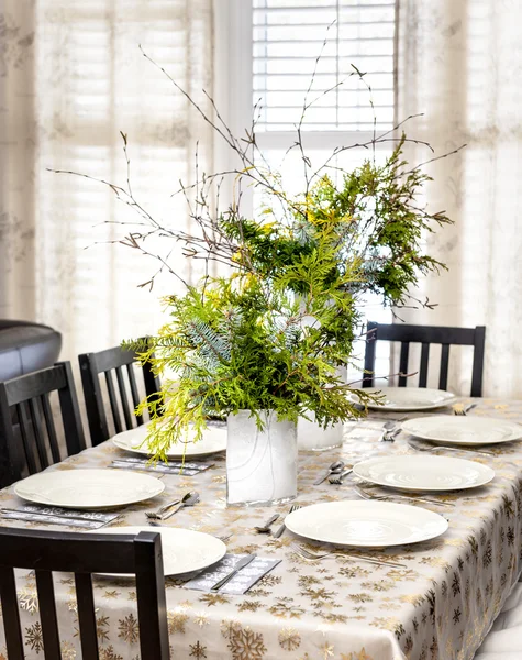 Decorated Christmas dining table