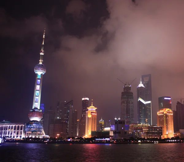 A Night View of the Oriental Pearl TV Tower in Shanghai, China