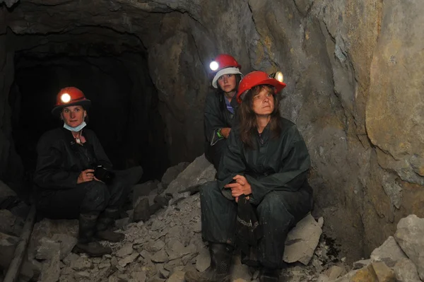 Tourists in  silver mine.