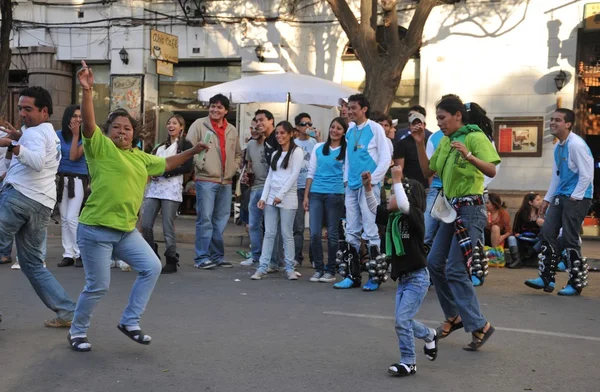 The inhabitants of the city during the carnival in honor of the virgin of Guadalupe.