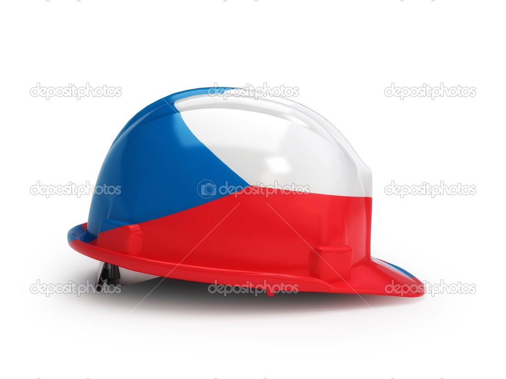 Czechian Flag On Construction Helmet Czechian Flag On Construction Helmet Stock Photo