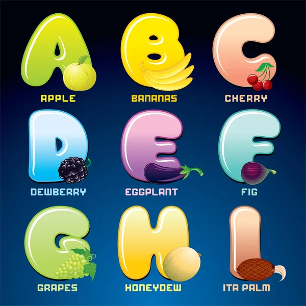Fruits And Berries In Alphabetical Order.