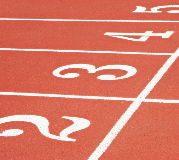 Numbered lanes on a running track