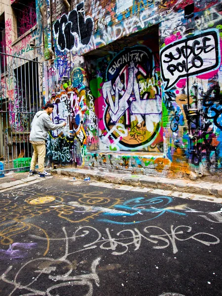 MELBOURNE - AUGUST 14: Street art by unidentified artist. Melbourne\'s graffiti management plan recognises the importance of street art in a vibrant urban culture