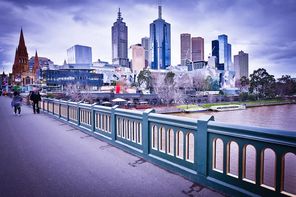 MELBOURNE, AUSTRALIA - AUGUST 14: Princes Bridge and Melbourne skyline. Melbourne is the 2nd most populous city of Australia