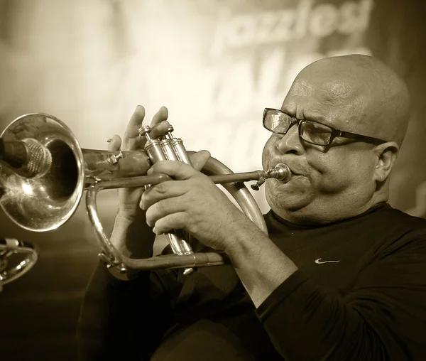 ODESSA, UKRAINE - JUNE 5: trumpeter Roberto Garcia (Cuba, Havana
