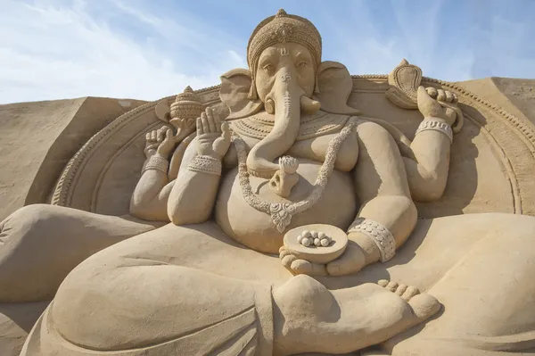 Sand sculpture of Hindu god Ganesh