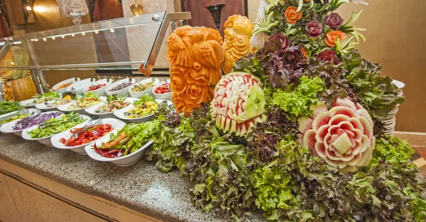 Salad selection at hotel buffet