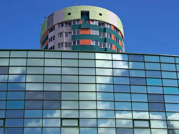 Modern building with sky reflections