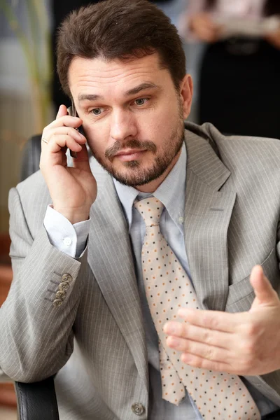 Portrait of a mature business man on phone