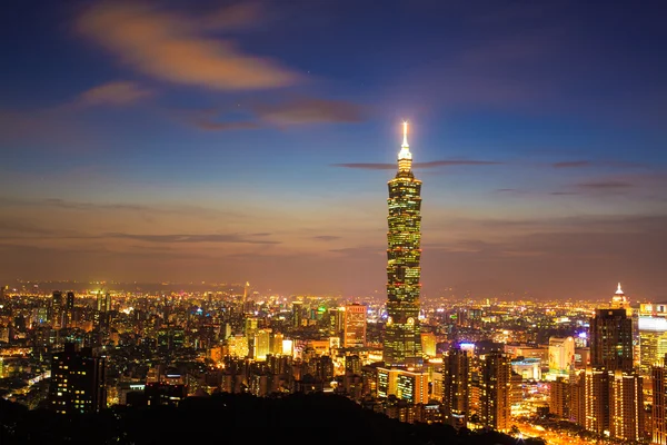 Skyline of Xinyi District in downtown Taipei, Taiwan.