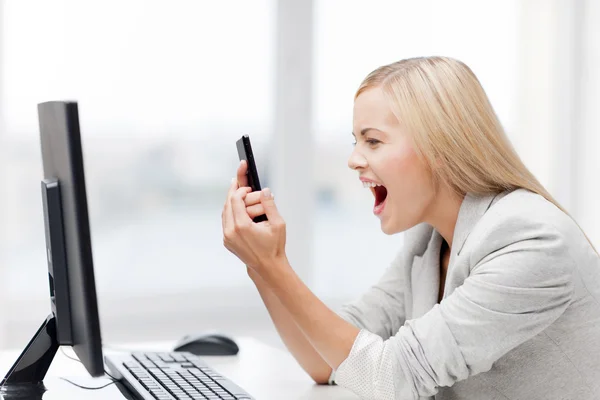 Angry woman with phone