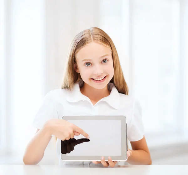 Girl with tablet pc at school