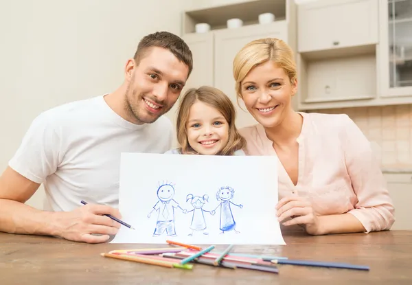 Happy family drawing at home