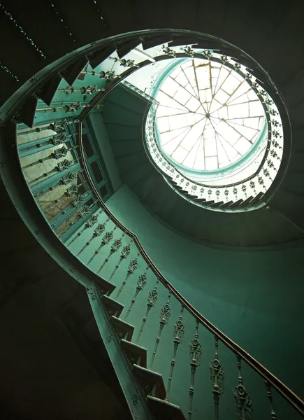 Art shot of wooden spiral stairs