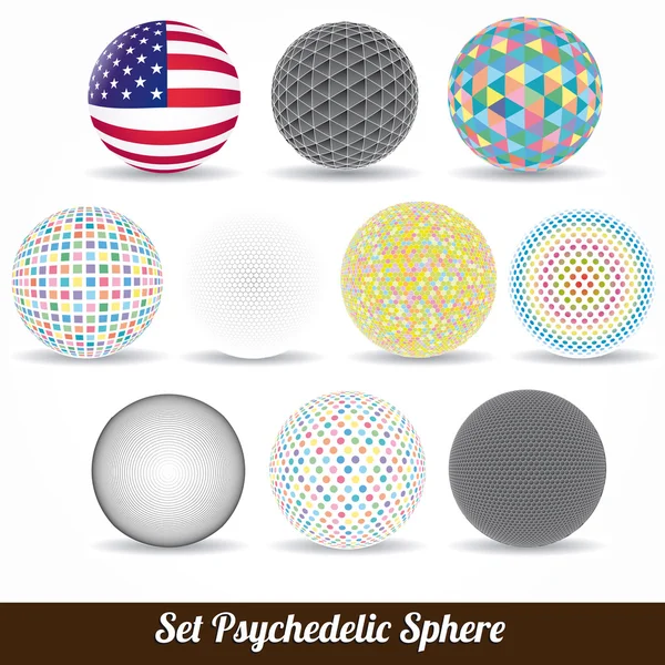 Set of vector color psychedelic spheres