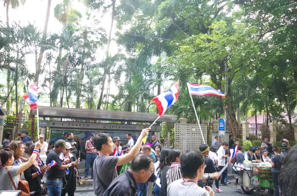 BANGKOK,THAILAND - DECEMBER 2 : Anti-government protesters to blockade the Royal Thai Police. The protest Against The Amnesty bill in Bangkok, capital of Thailand on 2 December 2013