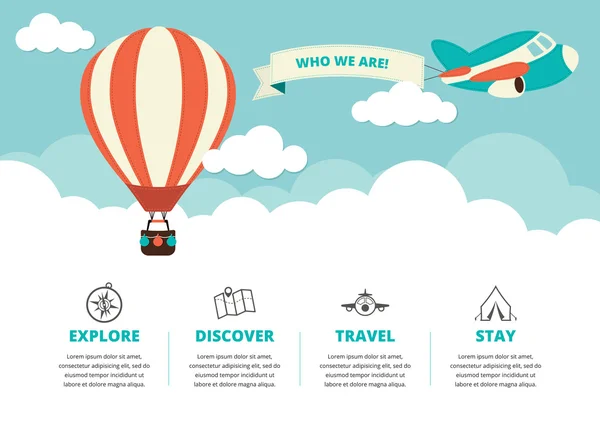 Website Layout with Travel Icons