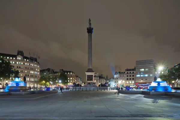 Trafalgar Square and Nelson's Column in the evening.