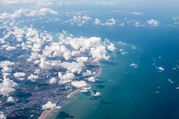 Aerial view of the east coast of Cornwall