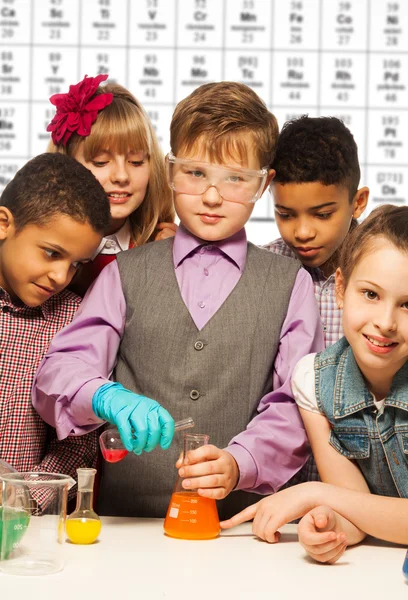 Group of kids on chemistry lesson