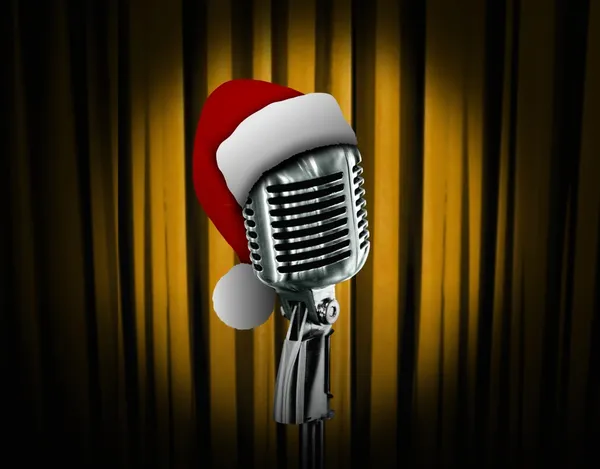 Retro microphone with Santa hat