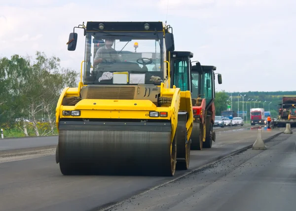 Asphalt paving of the road