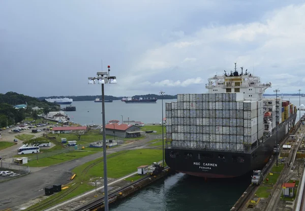 Container Ship Exiting Gatun Lock on the Panama Canal