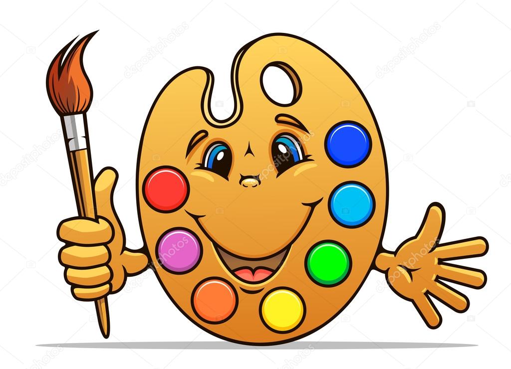 Paleta de arte con pinturas y pincel – Ilustración de stock Paleta de arte con pinturas y pincel – Ilustración de stock