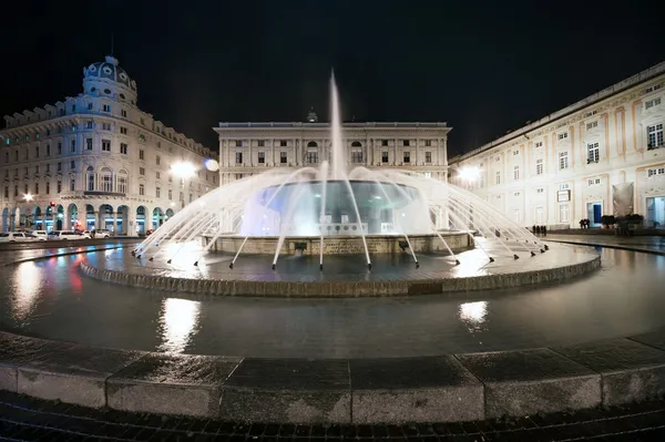 Fountain in De Ferrari square in Genoa, Italy