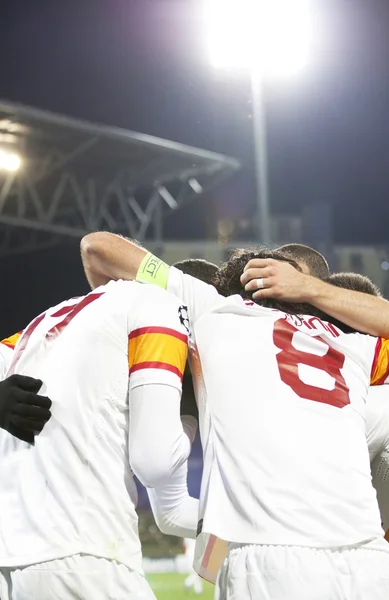 Galatasaray team after scoring a goal, CFR Cliuj-Napoca vs Galatasaray istambul footbal match