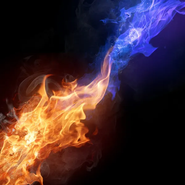 Two colors fire flames