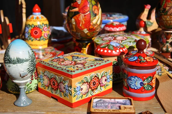 Traditional Russian wooden painted souvenirs