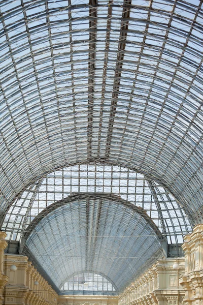 Modern glass roof inside shop center