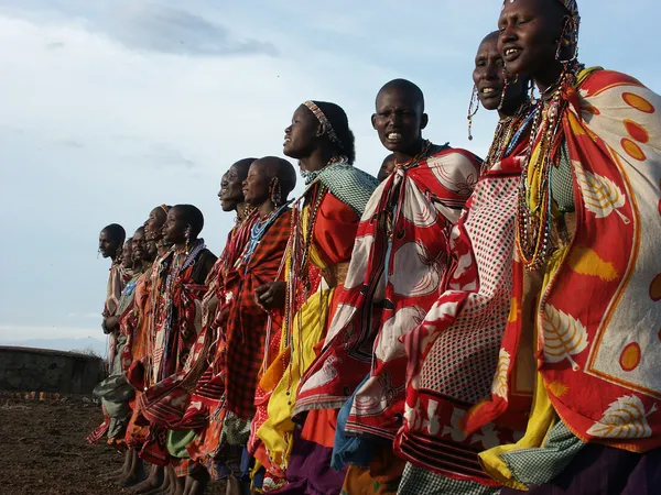 Masai Mara, Kenya - January 6: Maasai women in traditional cloth