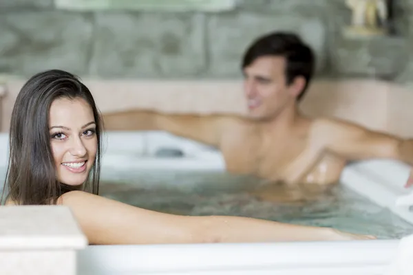 Couple in hot tub