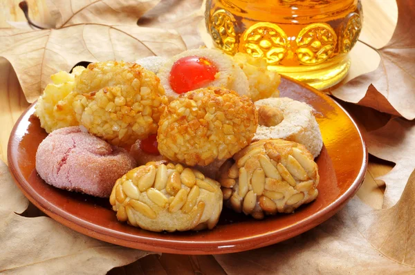 Panellets, typical pastries of Catalonia, Spain, eaten in All Sa