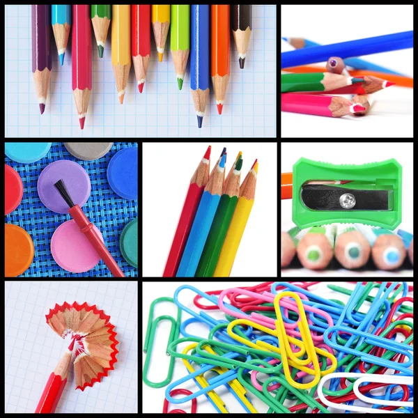 School supplies collage