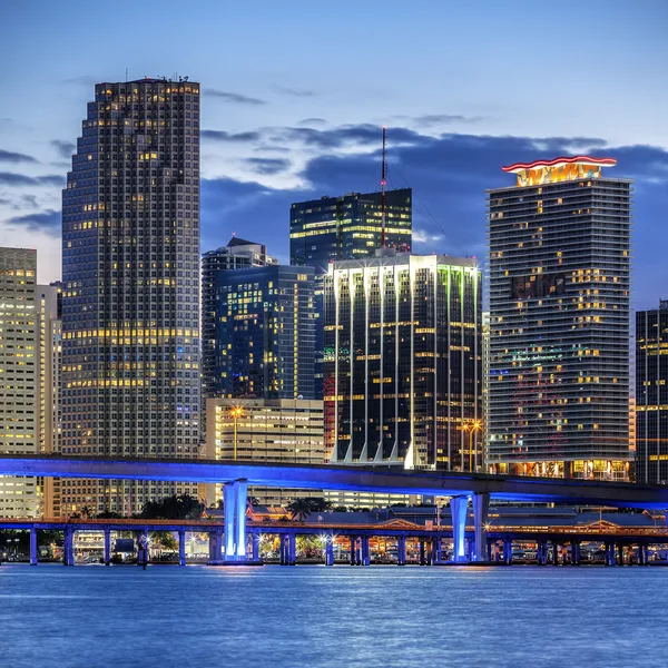 CIty of Miami Florida, illuminated business and residential buil